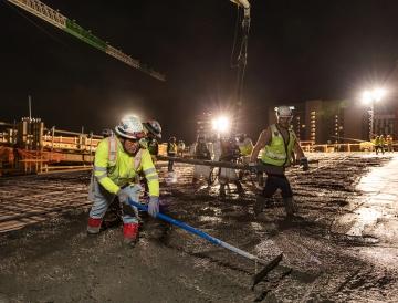 People working on a concrete pour 